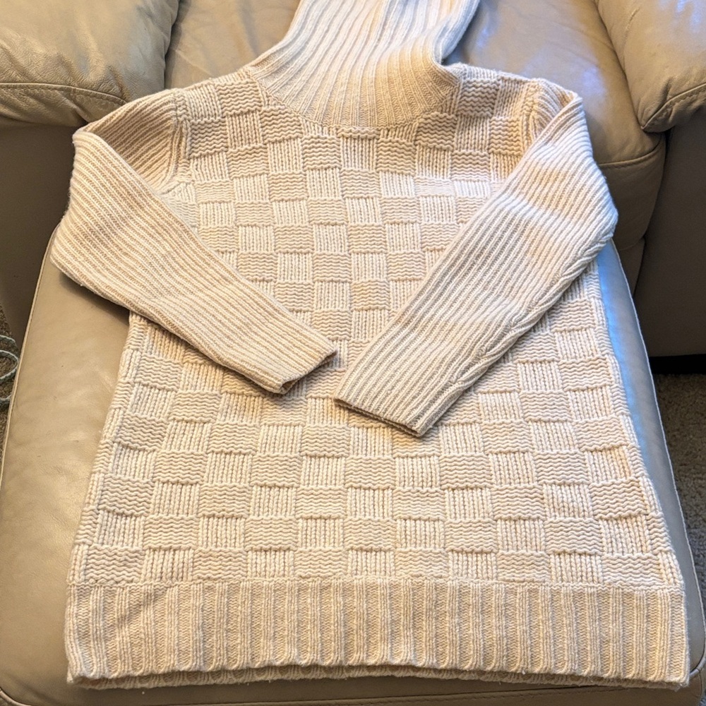Twenty8Twelve Textured Cream Turtleneck Sweater dress wool and cashmere